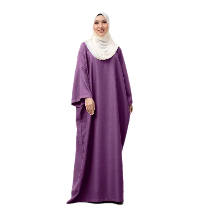 Gaun ayun Burqa Arab Timur Tengah warna Solid longgar nyaman jubah wanita Muslim