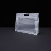 Sacs à café en plastique transparent mats à huit côtés avec fermeture éclair, sacs à poignée, pochettes de rangement alimentaire à fond plat pour noix avec fermeture éclair