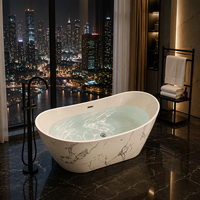 Baignoire autoportante de luxe en acrylique, design marbre, ergonomique, pour bain à remous et spa, idéale pour salle de bain adulte