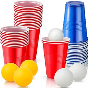 Wegwerp Herbruikbare Pp 8Oz 32 Oz Pp Merk Logo Herbruikbaar 12/16 Oz Met Logo Custom Beerpong Set Bier Pong Party Cups Rode Beker