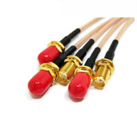 Câble de raccordement RF RG316 de 15 cm avec connecteur SMA femelle/Jack traversant et connecteur MMCX mâle coudé/droptête