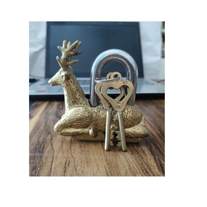 Cadenas décoratif en laiton antique de qualité supérieure, motif cerf, avec clés, quincaillerie vintage disponible à prix compétitif - Product Image 6