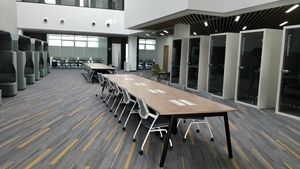 Estación de trabajo abierta simple, mesa de conferencia de oficina, suministros de oficina modernos, escritorio de pie personalizable con cajones - Product Image 2