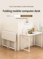 Escritorio Plegable con Ruedas |   Mesa de Computadora para Oficina en Casa que Ahorra Espacio - Mesa Auxiliar Portátil para Espacios Pequeños, Dormitorio
