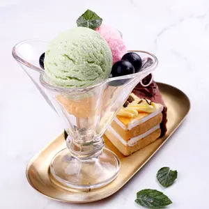 Lead-free mangkuk es krim kristal gelas makanan penutup untuk makanan pembuka dengan berkaki Sundae cangkir makanan ringan