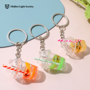 Meyveli Boba Çay Anahtarlığı - Pastel Renkli Reçine İçecek Şeklinde Kolye Ucu, Kızlar İçin Sevimli DIY Çanta Aksesuarı Toptan Satış - Product Image 4