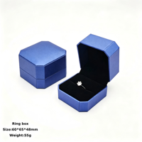 Estuche Portátil Octogonal Azul Texturizado para Joyas con Cierre de Hebilla, Empaque Premium para Anillos, Pulseras y Collares