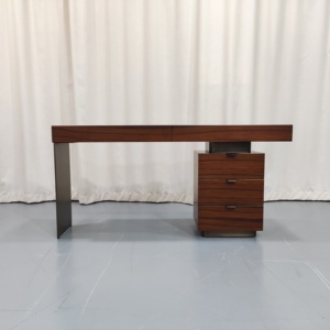 Elegant Mid Size Full <b>Solid</b> <b>Wood</b> Working <b>Desk</b> Smooth Wide Countertop Writing Bureau with Side File Shelves for Household - Product Image 3