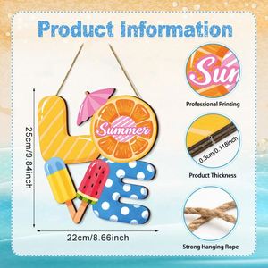 Supplier Colorful Summer Wooden Hanging Sign, Cute Beach Decorations Cool Style Seasonal <b>Wall</b> Art for Living Room & Patio - Product Image 2