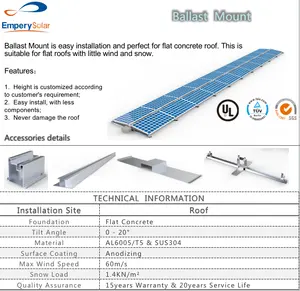 Customized East West Romania K2 Flat Roof Solar Mounting Panel Brackets System