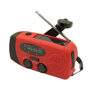 HAMAN portátil recargable 2000Mah batería mini AM FM NOAA multibanda manivela Solar Radio de emergencia con linterna y USB