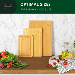Ensemble <span class=keywords><strong>de</strong></span> 3 planches à découper en <span class=keywords><strong>bambou</strong></span> pour la cuisine Poignée facile à saisir Planches à découper épaisses pour les légumes à base <span class=keywords><strong>de</strong></span> viande Comprend des rainures <span class=keywords><strong>de</strong></span> jus pour - Product Image 5