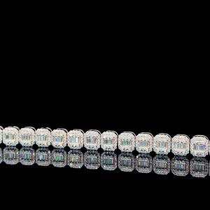 Pulsera de tenis estilo Hip Hop con incrustaciones de moissanita VVS tipo baguette, de oro blanco de 7.5mm y plata 925, para hombre y mujer - Product Image 4