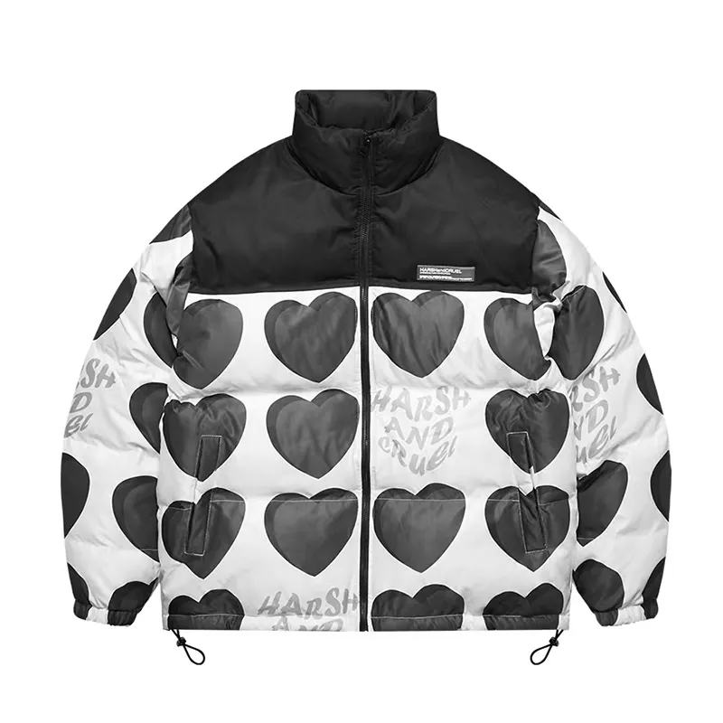 DiZNEW 3D love full printed Logo down jacket stitching design winter jacket for men