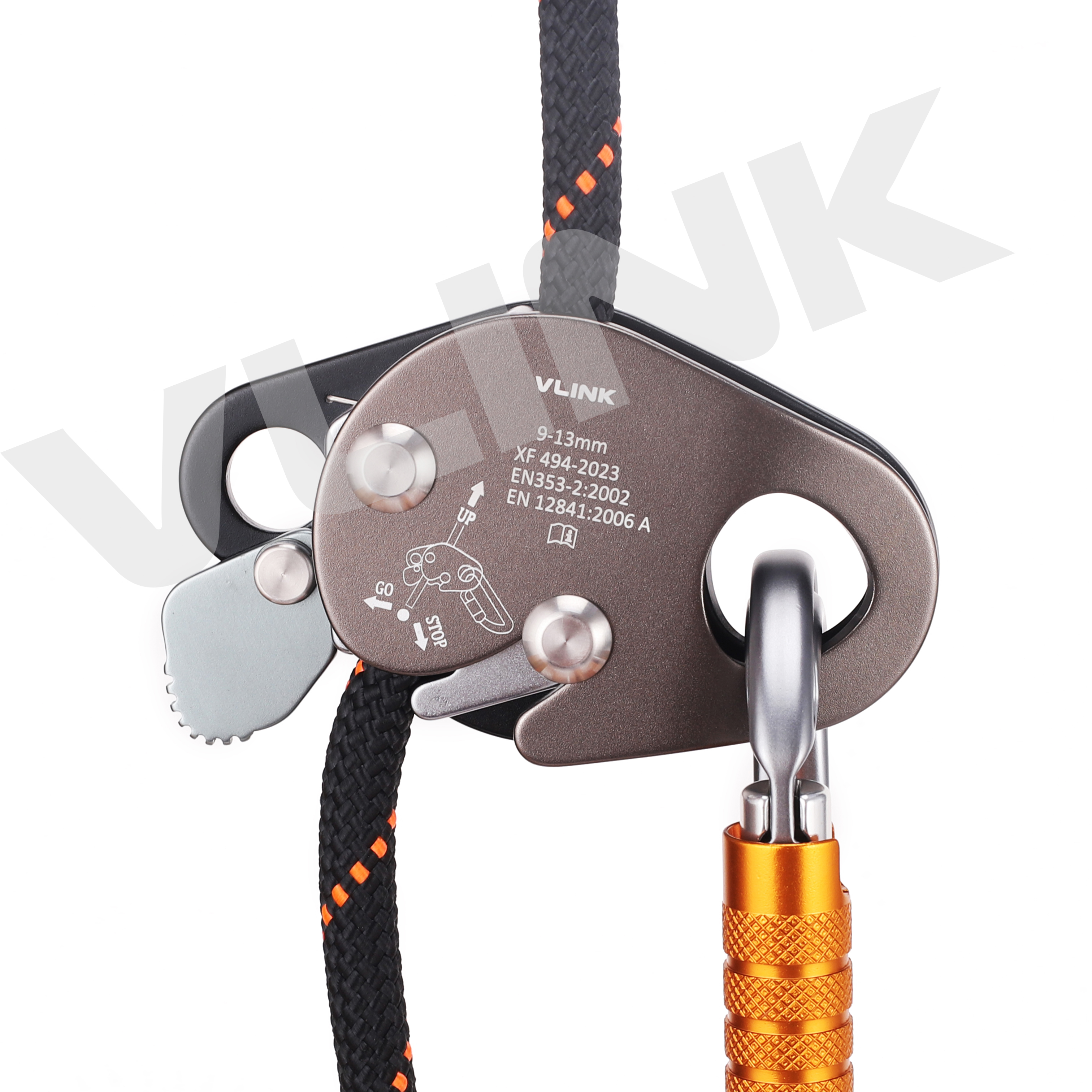 Self-Locking Rope Grab Device - Alloy Steel Climbing Safety Gear For Rock Climbing & Rescue