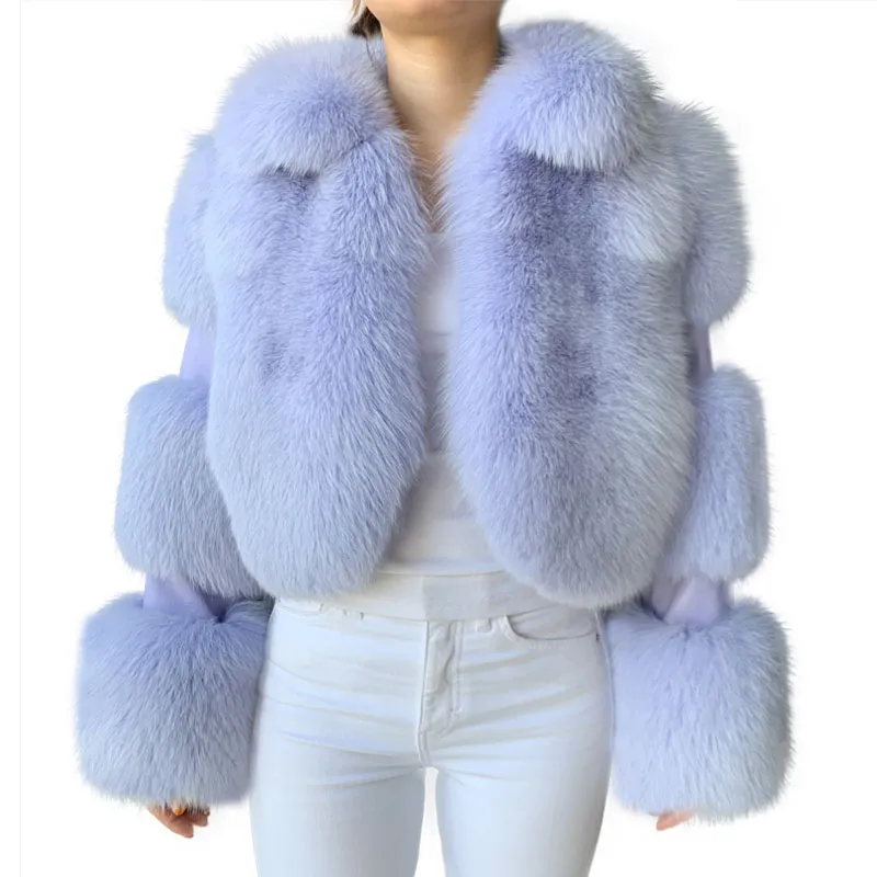 नई फैशन देवियों निचले स्तर प्रकृति फर कोट सफेद फॉक्स फर ओवरकोट सर्दियों महिलाओं असली फर कोट