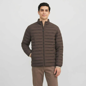 Best Quality Custom Canvas Puffer <b>Jacket</b> for Men Stand Collar Front Logo Shiny Winter Coat OEM Service Promotional Fashion Style - Product Image 1