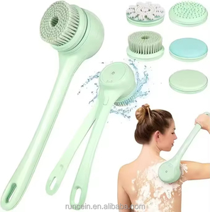 2025 meilleure vente léger Silicone bain brosse longue en plastique douche pied vache électrique Massage épurateur cuir chevelu visage chamois mélange - Product Image 2