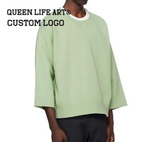 Tratti di verde. T-Shirt Oversize di Lusso Personalizzata OEM ODM, Tessuto Lavorato a Maglia 320gsm, Collo a O, T-Shirt Boxy 300g - Product Image 3