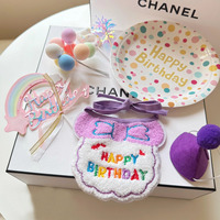 Décorations de fête d'anniversaire pour chiens et chats, accessoires mignons et tendance, écharpes, accessoires photo, chapeaux, bavoirs, gâteaux, ensembles de bougies