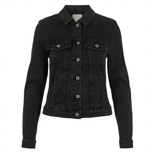Chaqueta vaquera para mujer con cuello vuelto, botones frontales, manga larga, informal, para otoño - Product Image 3