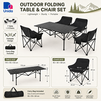Ensemble table et chaises pliantes de camping en plein air, portable, 1 table et 4 chaises avec sac de transport pour les voyages et les pique-niques