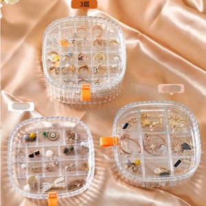 Wholesale Clear Transparent Custom Morden Stylish <b>Small</b> Plastic Jewelry <b>Storage</b> <b>Box</b> Compartments 15x15x2.8CM Silk-Screen Printed - Product Image 5