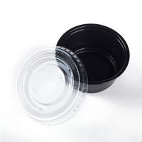 Skydear gobelets à Portion de Sauce en plastique jetable Durable de 2 onces avec couvercles, gobelets en plastique noir avec couvercles transparents