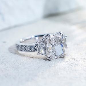 แหวนเพชรเมสซี่ รุ่น MSR-1658 น้ำหนัก 3.70 กะรัต เพชรแล็บทรงเรเดียนท์ ทองคำขาว PT950 แหวนสั่งทำพิเศษ - Product Image 3