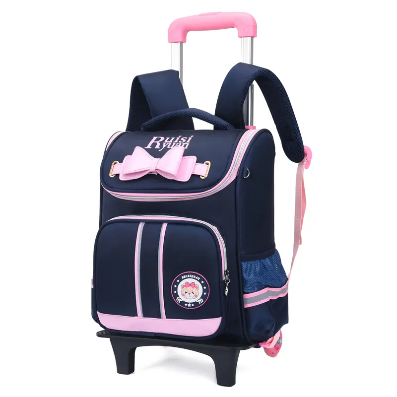 3-6 Grades Children School Bags Kids Travel Rolling Luggage Bag Trolley School Backpack Girls Backpack 2 or 6 Wheels Book Bag