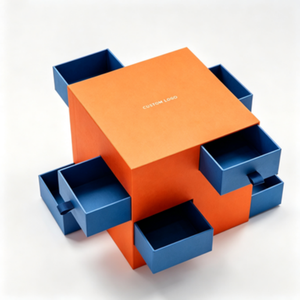 Caja de Cartón Rígido Reciclable con Múltiples Cajones Personalizada, con Diseño de Color en Contraste para Surtidos de Regalos Premium - Product Image 1