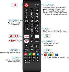 Control Remoto <span class=keywords><strong>de</strong></span> Repuesto Fijo BN59-01315B para Samsung Smart TV 4K UHD HDR Crystal QLED Serie UE Quantum TV Ergonómico 10 Metros - Product Image 6