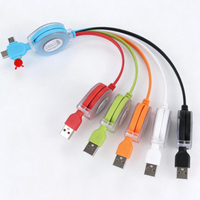 Cable de Carga USB Retráctil 3 en 1 con Estuche Transparente, Compatible con iPhone/Android Tipo-C Micro USB, Cable de Datos de Carga Rápida