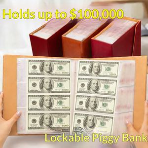 <span class=keywords><strong>Carnet</strong></span> de rangement en cuir de luxe avec reliure métallique et emballage cadeau élégant, pochette pour ranger les billets de banque - Product Image 1