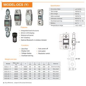 Balance de grue numérique LCD 10 tonnes OEM avec unités multiples commutables, structure en acier allié haute précision pour le pesage des terminaux de fret - Product Image 2