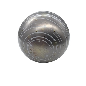 Planet Ball scatola di latta palla di latta di natale con nastro in metallo di latta - Product Image 1