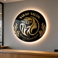 Enseigne de salon de beauté en acrylique avec logo personnalisé, plaques de nom d'entreprise, enseigne de salon rétroéclairée en acrylique, signalétique de magasin 3D personnalisée