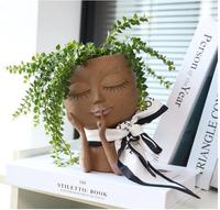 Pots à plantes en forme de visage, pot à fleurs unique pour plantes d'intérieur et d'extérieur, pot en résine en forme de tête avec trou de drainage, joli pot à plantes en forme de visage de femme