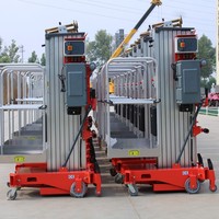 Plateforme élévatrice en alliage d'aluminium avec stabilisateurs / Élévateur vertical électrique hydraulique monoplace 6m 8m 120kg-150kg