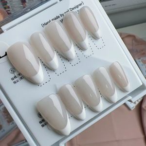 <span class=keywords><strong>Ongles</strong></span> press-on faits main personnalisés avec logo OEM, courts, forme amande, double couche, en boîte, fourniture directe usine - Product Image 4