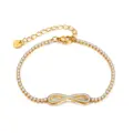 Hot sale Cubic  Zircon Waterproof  Stainless Steel 18K Gold PVC Plated CZ infinity Chain Iced Out Bracelet For Women