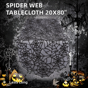 DAMAI - Mantel de Mesa Negro con Diseño de Telaraña de Encaje de 20 x 80 Pulgadas para Halloween y Navidad, con Estampado Jacquard en Forma de Estrella para Eventos - Product Image 2