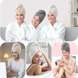 Toalla de microfibra grande para secar el cabello con logo personalizado, súper absorbente, anti-frizz, de secado rápido para cabello rizado y largo. - Product Image 5