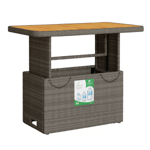 Outdoor Garden Table Teak Top Metal <b>Frame</b> Durable Contemporary Design - Product Image 1