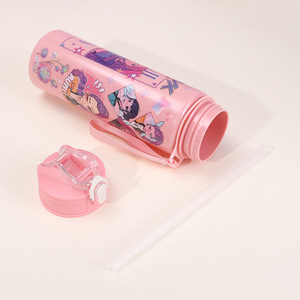 Custom Plastic Water <b>Cups</b> Kids Cartoon Girl Group KPOP Demon Hunters <b>Reusable</b> Plastic Water Bottles <b>with</b> <b>Straws</b> - Product Image 3