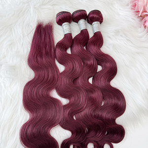 วิกผมบราซิลเลียนแบบคู่สีเบอร์กันดีทำจากขนสัตว์แท้จากกัมพูชาธรรมชาติ - Product Image 3