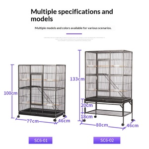 <span class=keywords><strong>Cage</strong></span> à oiseaux en gros, grande villa en métal pour perroquets et autres oiseaux volants, avec système de fixation à bouton-pression et rangement intégré, grande taille - Product Image 4