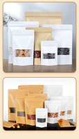 Sachet Doypack refermable recyclable avec fenêtre en papier kraft et fermeture éclair pour l'emballage du thé et des aliments pour animaux de compagnie