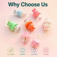 ISMAN Tube de brillant à lèvres transparent en plastique avec applicateur en forme de cœur, motif lapin de dessin animé mignon, emballage cosmétique, vente en gros, personnalisable