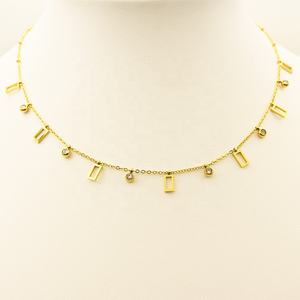 批发不锈钢项链简约长方形长条小吊坠设计感链项链女性项链 - Product Image 1